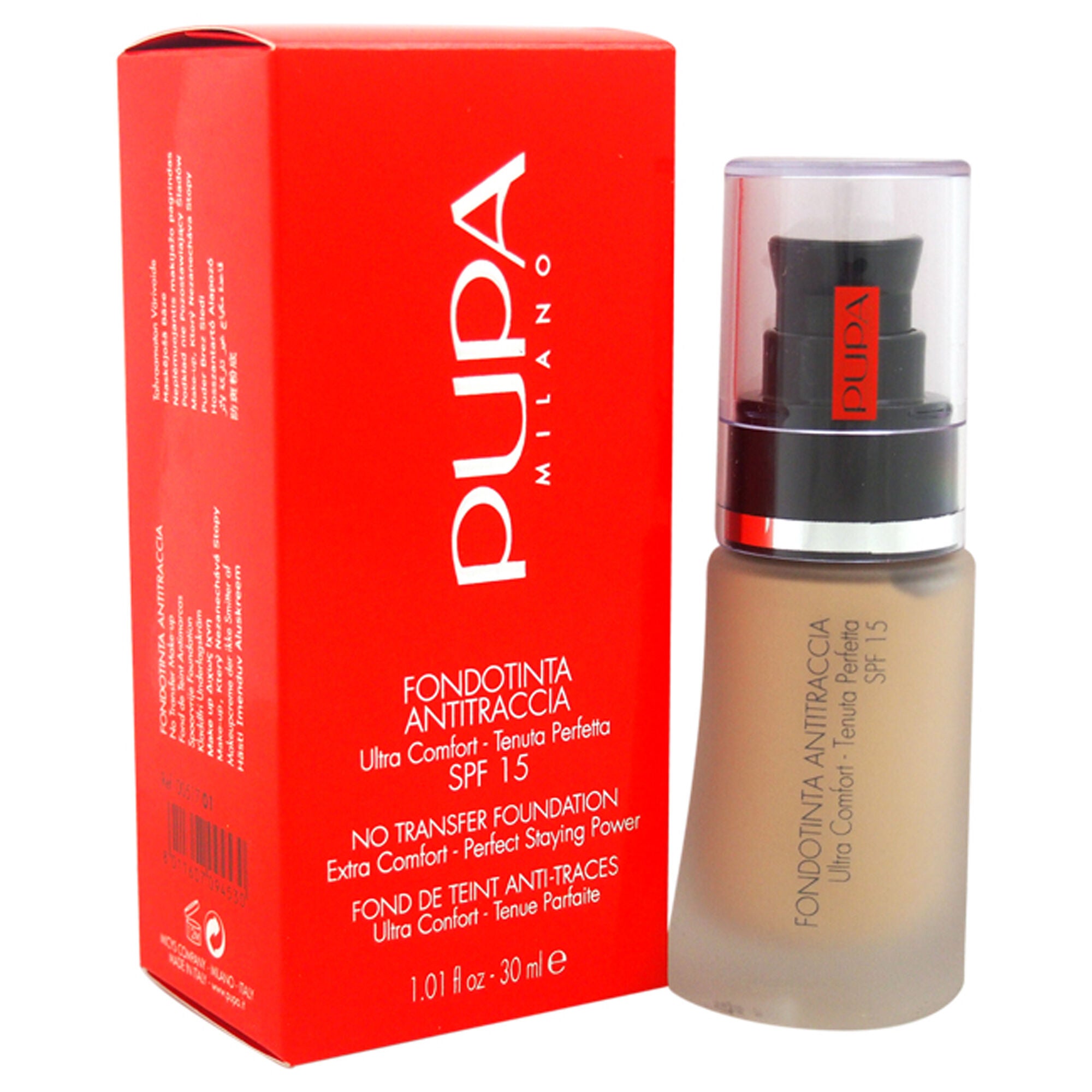 No Transfer Foundation SPF 15 - # 01 Nude - All Skin Types by Pupa Milano for Women - 1.01 oz Foundation, See Description, hi-res image number 0