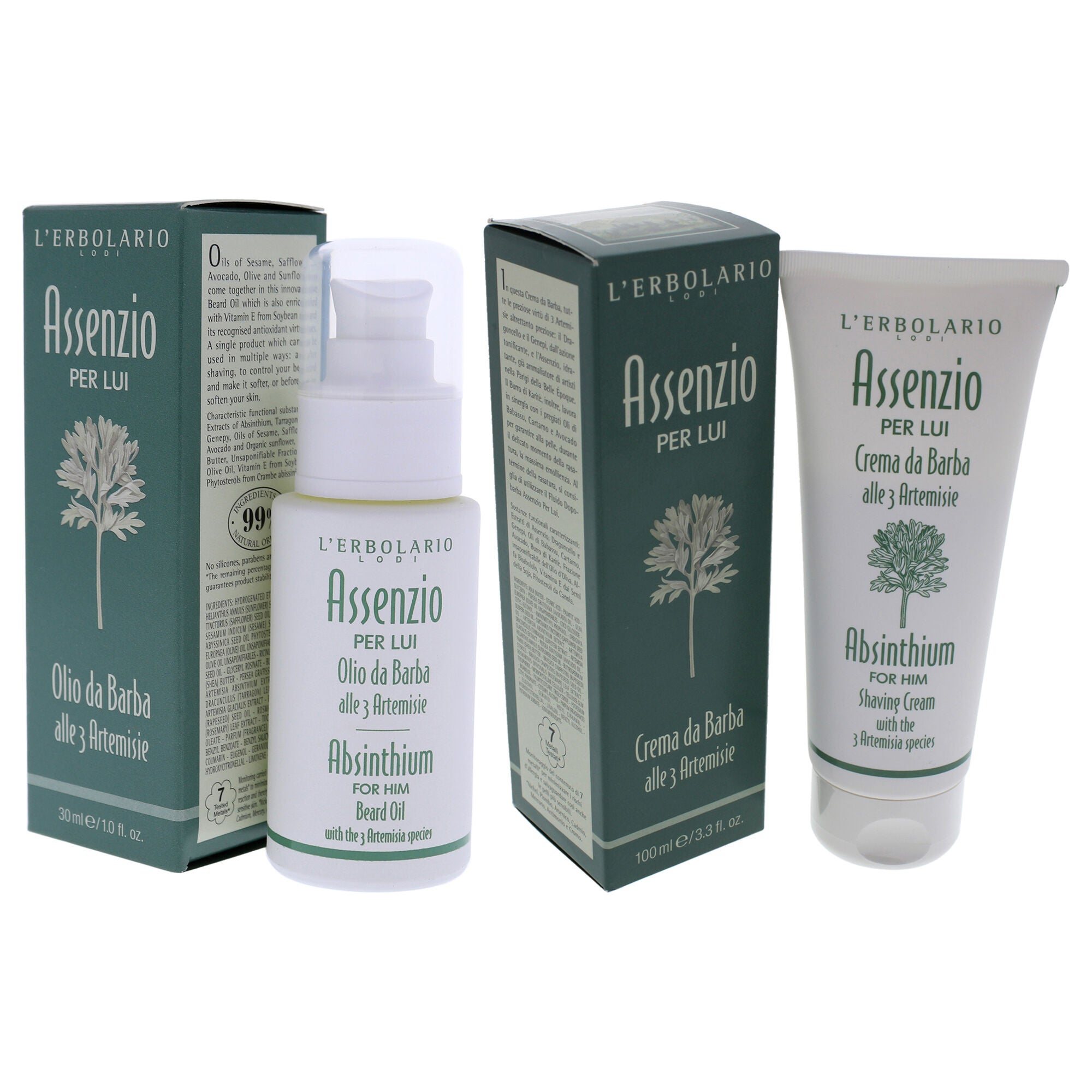 Absinthium Kit by LErbolario for Men - 2 Pc Kit 3.3oz Shave Cream, 1oz Beard Oil, See Description, alternate image number 3