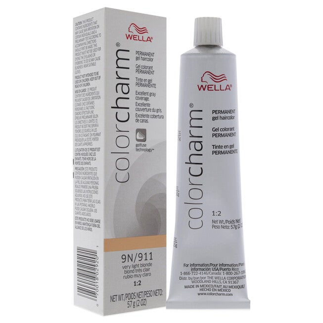 Color Charm Permanent Hair Color Gel - 911 9N Very Light Blonde by Wella for Unisex -2 oz Hair Color, NA, alternate image number null