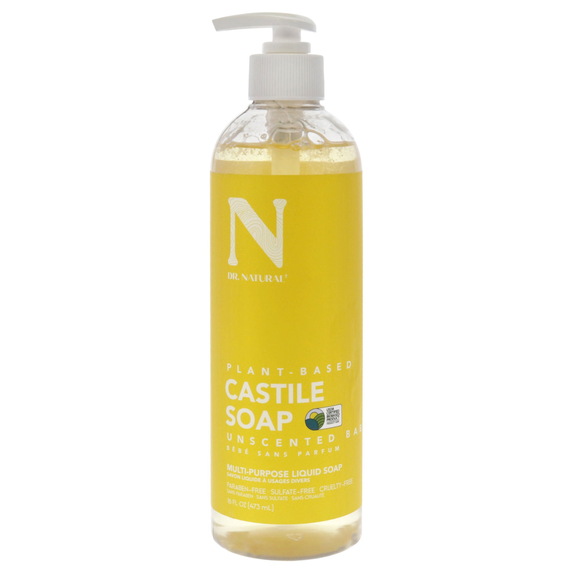 Castile Liquid Soap - Unscented Baby by Dr. Natural for Unisex - 16 oz Soap, See Description, hi-res image number 0