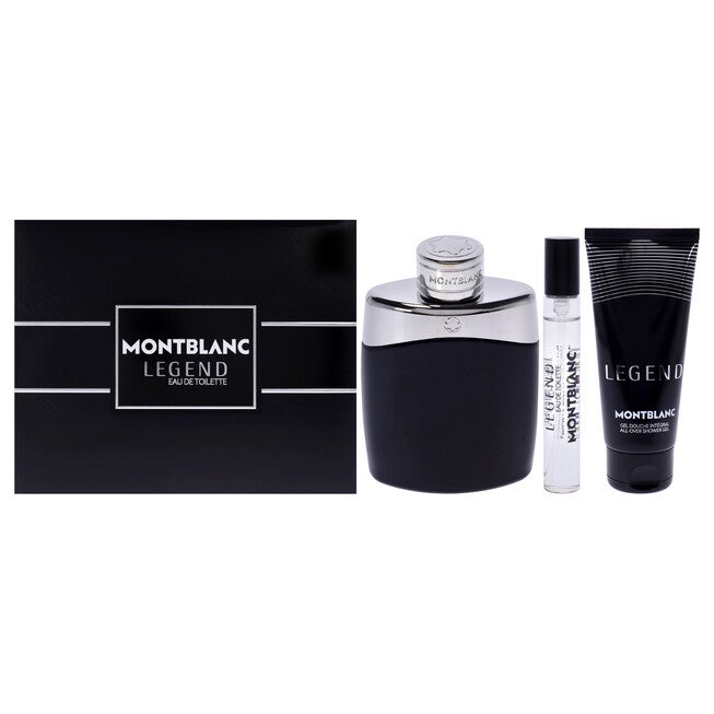Mont Blanc Legend by Mont Blanc for Men - 3 Pc Gift Set 3.3oz EDT Spray, 0.25oz EDT Spray, 3.3oz All-Over Shower Gel, NA, hi-res image number null