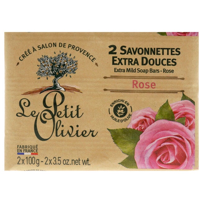 Extra Mild Soaps - Rose by Le Petit Olivier for Women - 2 x 3.5 oz Soap, NA, hi-res image number null