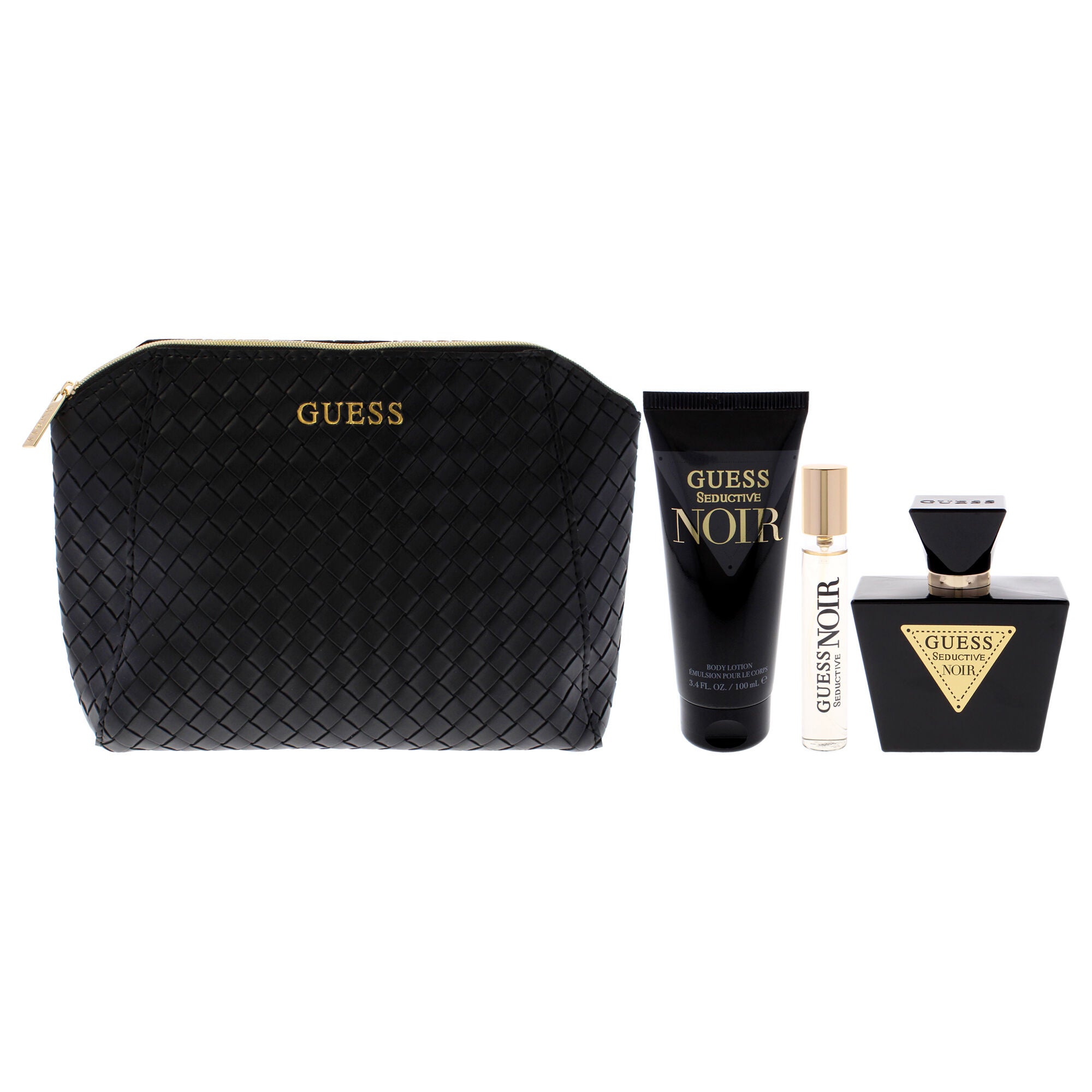 Guess Seductive Noir by Guess for Women - 4 Pc Gift Set 2.5oz EDT Spray, 0.5oz EDT Spray, 3.4oz Body Lotion, Pouch, See Description, alternate image number 1