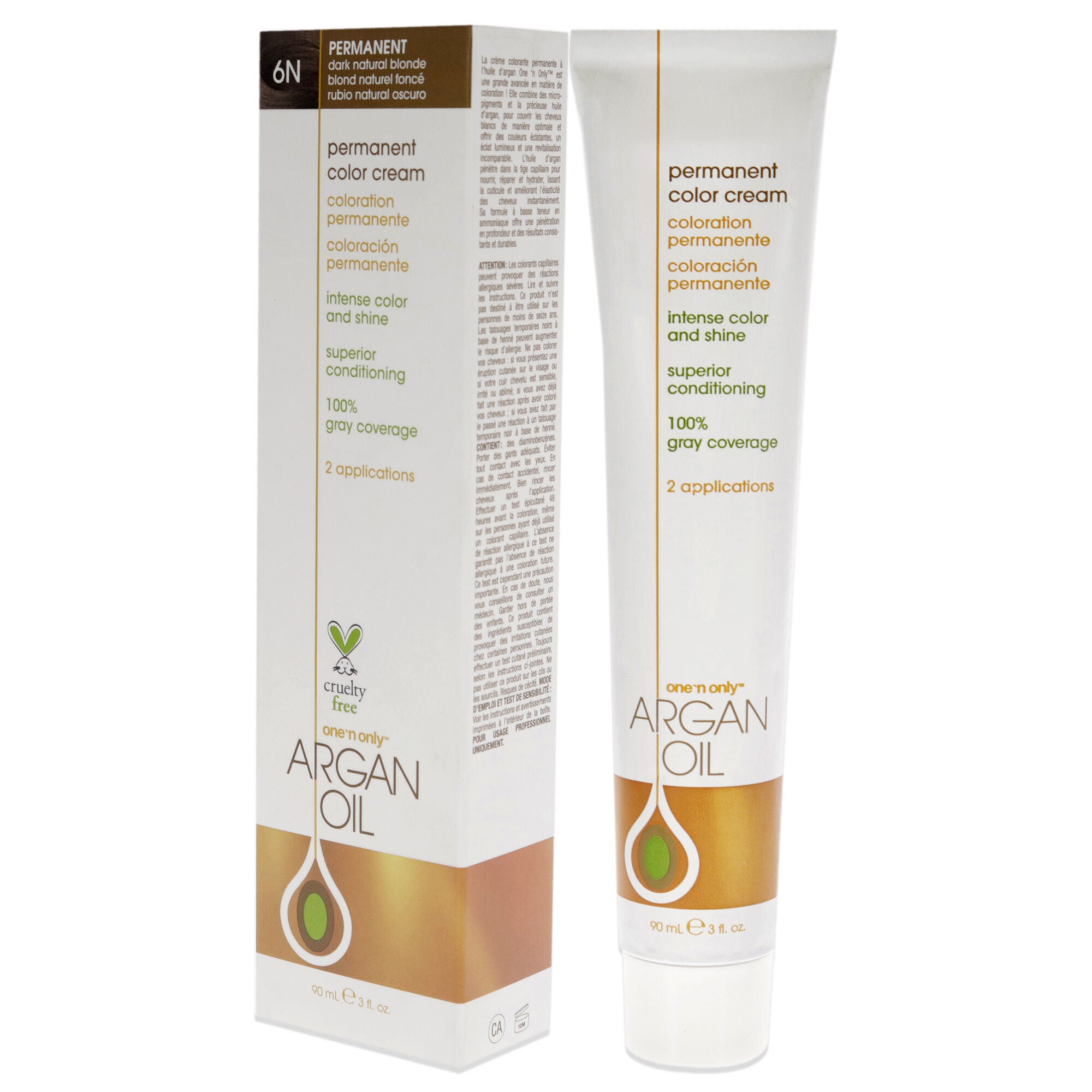 Argan Oil Permanent Color Cream - 6N Dark Natural Blonde by One n Only for Unisex - 3 oz Hair Color, , alternate image number 7