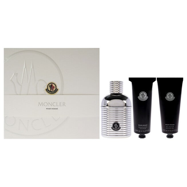 Moncler Pour Homme by Moncler for Men - 3 Pc Gift Set 3.3oz EDP Spray, 3.3oz Shower Gel, 3.3oz Shampoo, , alternate image number null
