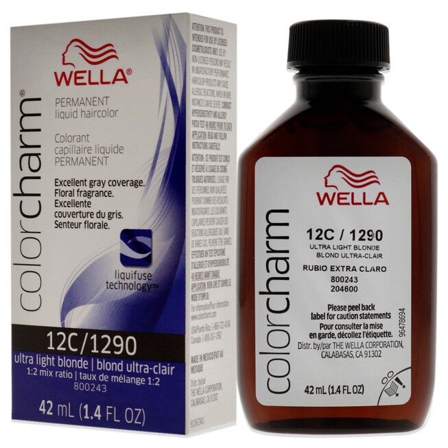 Color Charm Permanent Liquid Hair Color - 1290 12C Ultra Light Blonde by Wella for Unisex - 1.42 oz Hair Color, NA, alternate image number null