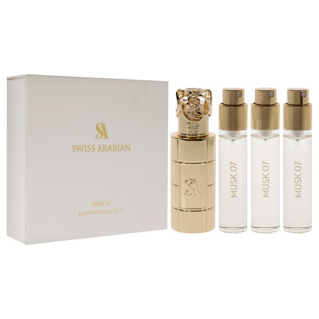 Musk 07 by Swiss Arabian for Unisex - 4 Pc Mini Gift Set 3 x 1oz Perfume Spray, Metal Case, NA, alternate image number null