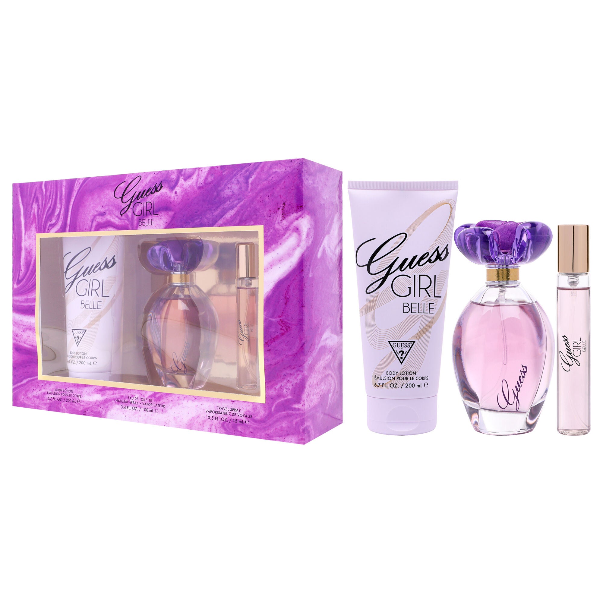 Guess Girl Belle by Guess for Women - 3 Pc Gift Set 3.4oz EDT Spray , 0.5oz EDT Travel Spray, 6.7oz Body Lotion, Clear, alternate image number 2