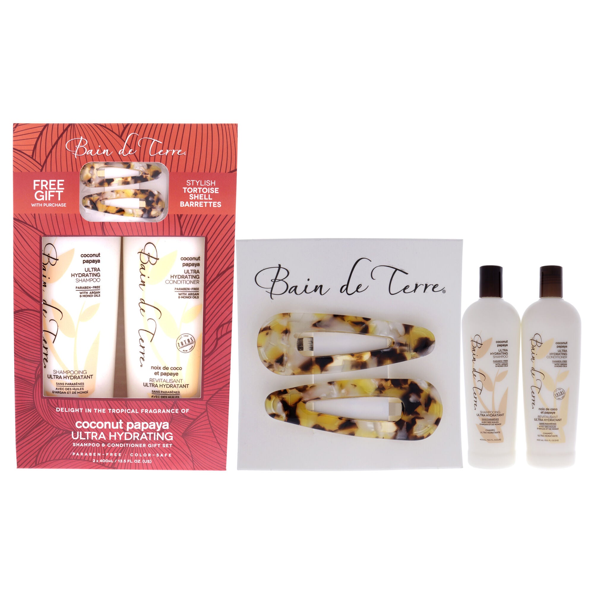 Coconut Papaya Ultra Hydrating Duo by Bain de Terre for Unisex - 2 x 13.5 oz Shampoo and Conditioner, See Description, hi-res image number 0