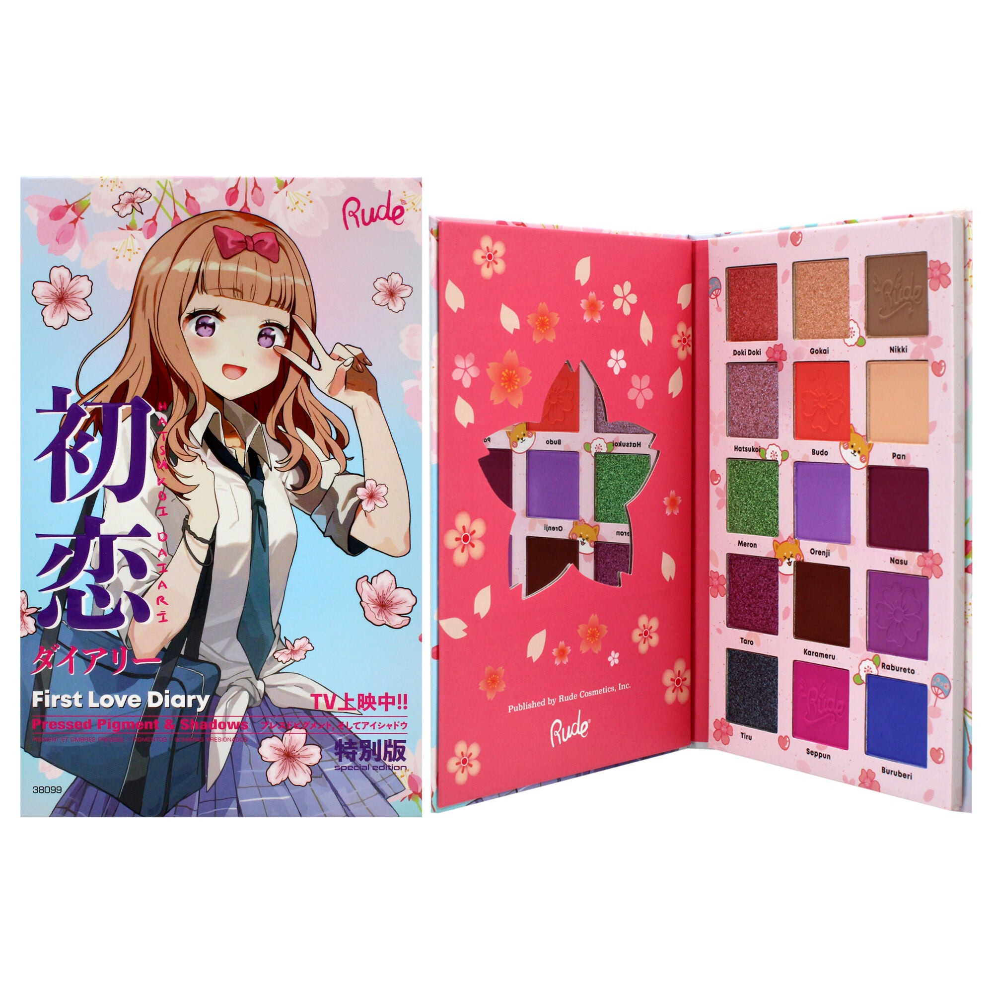Manga Collection Pressed Pigments and Shadows Palette - First Love Diary by Rude Cosmetics for Women - 0.77 oz Palette, See Description, hi-res image number 0