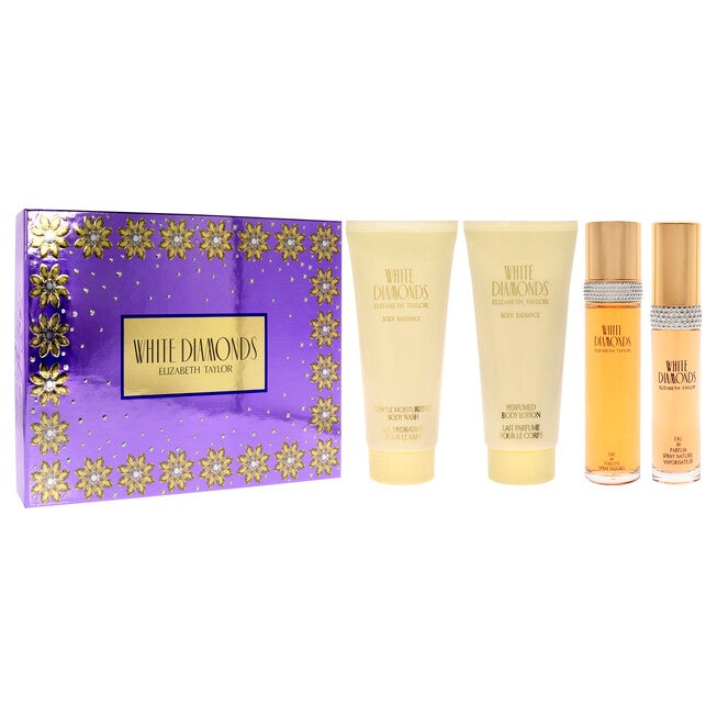 White Diamonds by Elizabeth Taylor for Women - 4 Pc Gift Set 3.3oz EDT Spray, 3.3oz Body Lotion, 3.3oz Body Wash, 15ml EDP Spray Mini, NA, alternate image number null