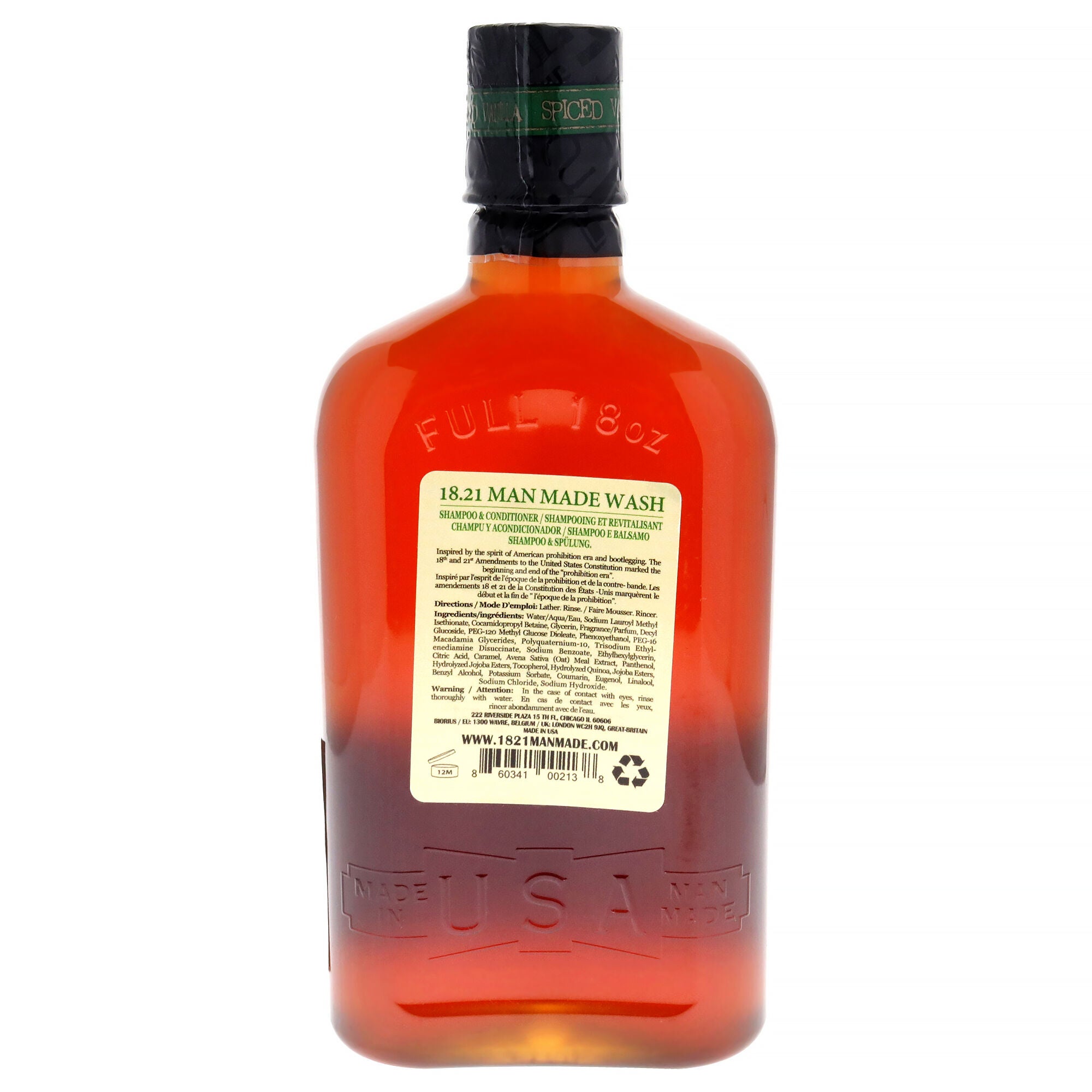 Man Made Wash - Spiced Vanilla by 18.21 Man Made for Men - 18 oz 3-In-1 Shampoo, Conditioner and Body Wash, See Description, alternate image number 2