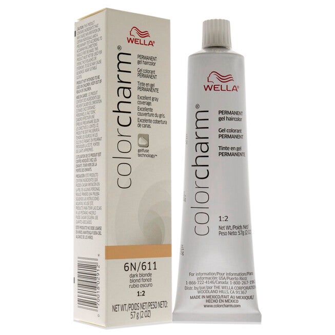 Color Charm Permanent Hair Color Gel - 611 6N Dark Blonde by Wella for Unisex - 2 oz Hair Color, NA, alternate image number null