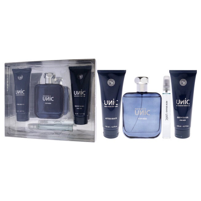 Unic by New Brand for Men - 4 Pc Gift Set 3.3oz EDT Spray, 0.5oz EDT Spray, 4.3oz Shower Gel, 4.3oz After Shave, , alternate image number null