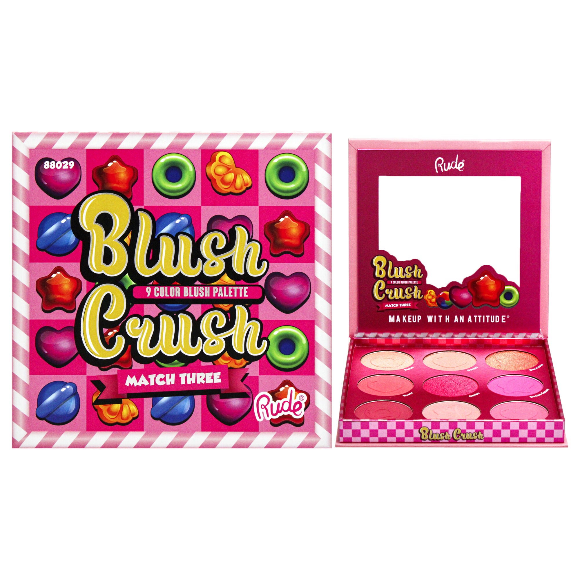 Blush Crush 9 Color Blush Palette - Match Three by Rude Cosmetics for Women - 0.67 oz Blush, See Description, hi-res image number 0