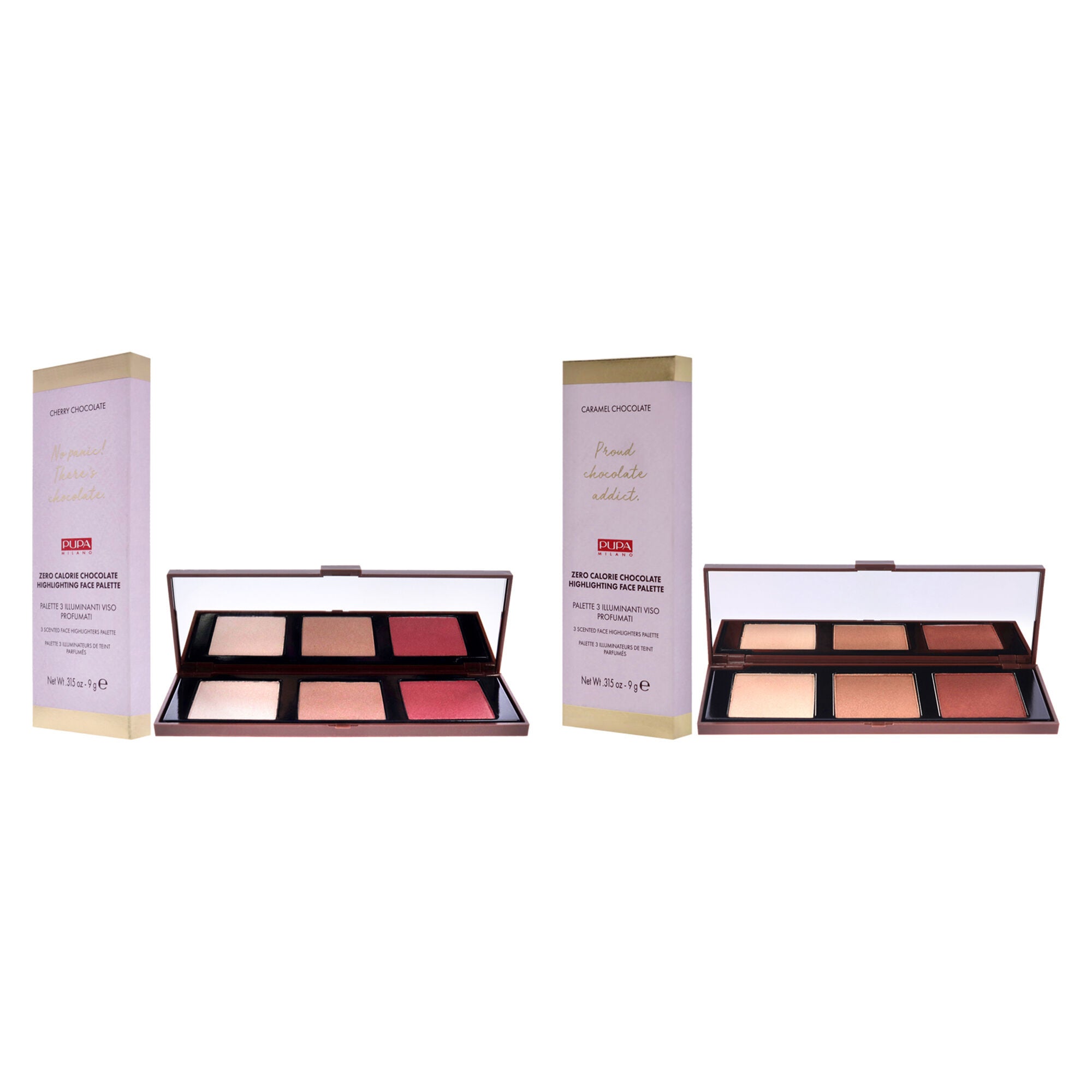 Zero Calorie Chocolate Highlighter Palette Kit by Pupa Milano for Women - 2 Pc Kit 0.315oz Highlighter - 001 Cherry Chocolate, 002 - Caramel Chocolate, See Description, alternate image number 2