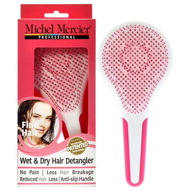 Wet and Dry Hair Detangler Fine Hair - Pink-White by Michel Mercier for Women - 1 Pc Hair Brush, See Description, hi-res image number 0