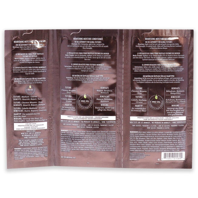 Professional Nourishing Moisture Set by Macadamia Oil for Unisex - 3 Pc Kit 0.34oz Shampoo, 0.34oz Conditioner, 0.17oz Oil Treatment, NA, alternate image number null