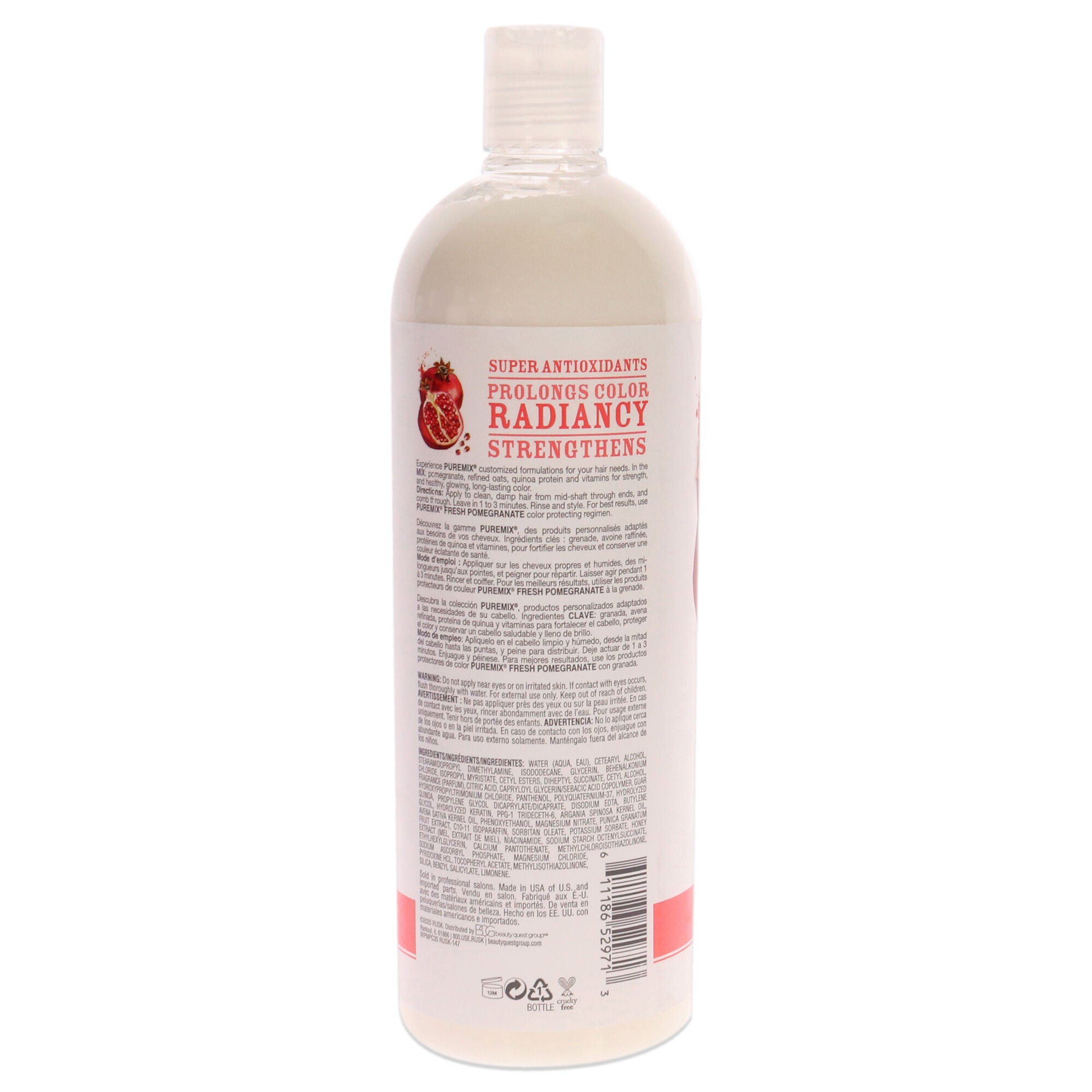 Puremix Fresh Pomegranate Color Protecting Conditioner by Rusk for Unisex - 35 oz Conditioner, See Description, alternate image number 2