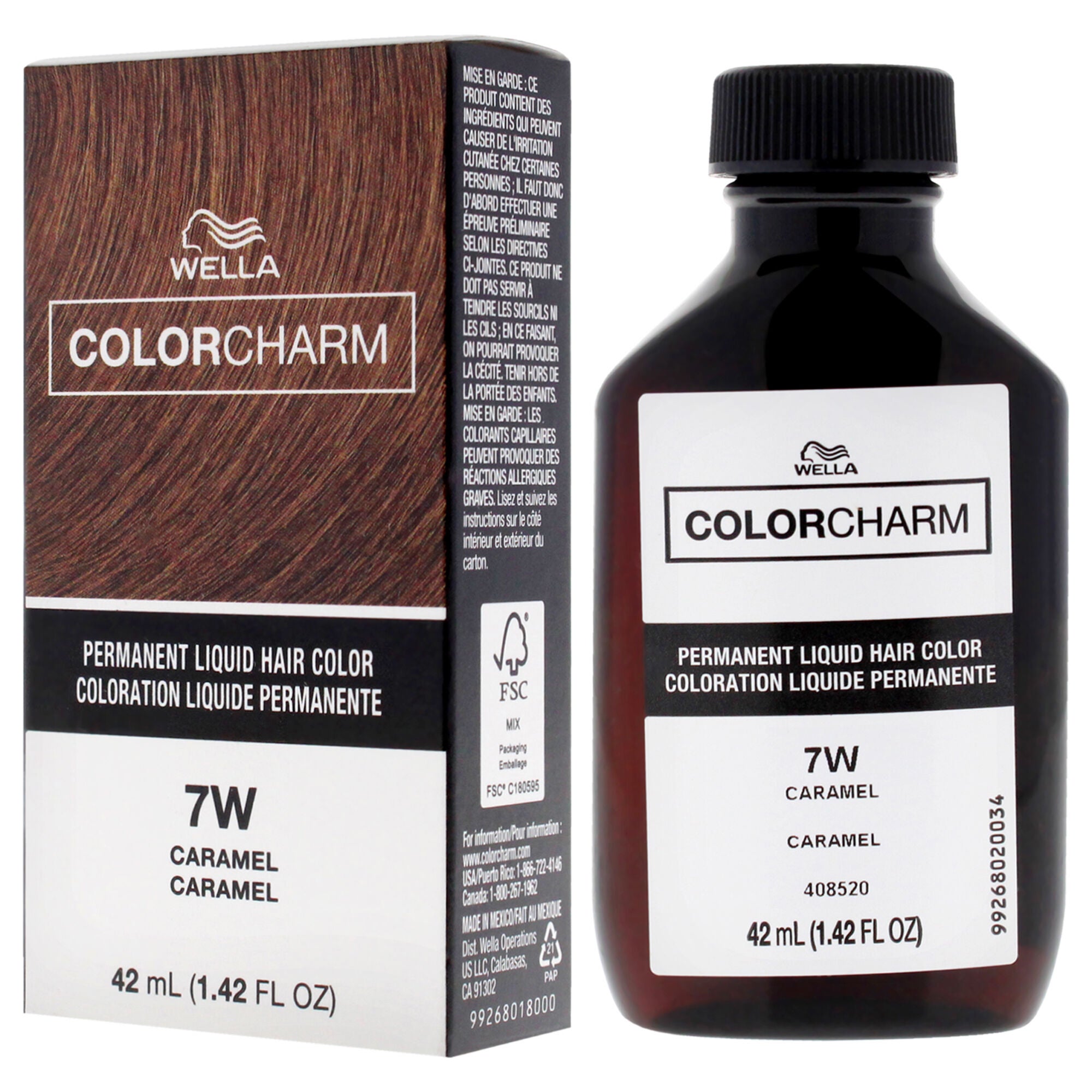 Color Charm Permanent Liquid Hair Color - 7W Caramel by Wella for Unisex - 1.42 oz Hair Color, See Description, alternate image number 3