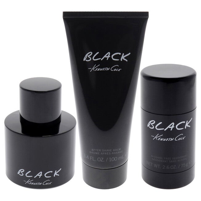 Kenneth Cole Black by Kenneth Cole for Men - 3 Pc Gift Set 3.4oz EDT Spray, 3.4oz After Shave Balm, 2.6oz Deodorant Stick, NA, alternate image number null