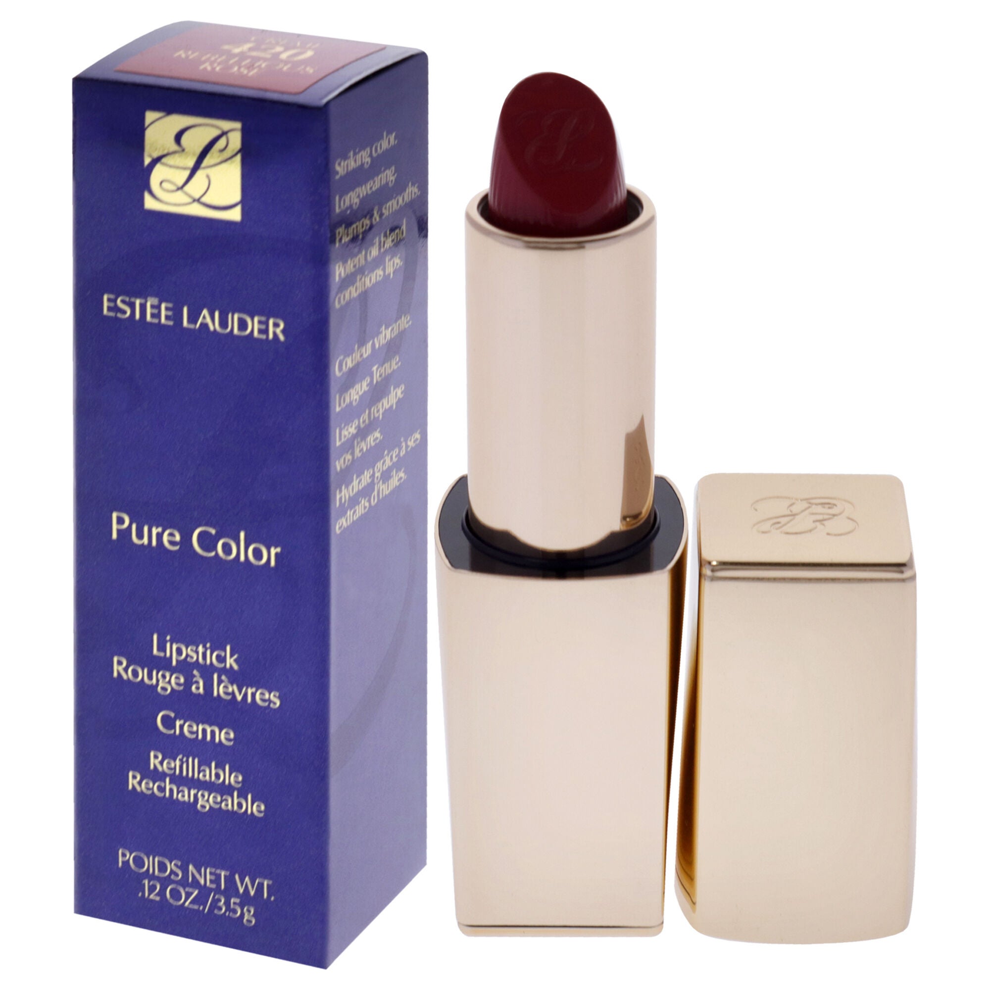 Pure Color Creme Lipstick - 420 Rebellious Rose by Estee Lauder for Women - 0.12 oz Lipstick (Refillable), See Description, alternate image number 3