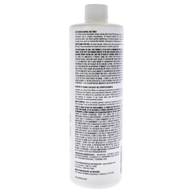Pure White 10 Volume Creme Developer by Clairol for Unisex - 16 oz Lightener, , alternate image number null