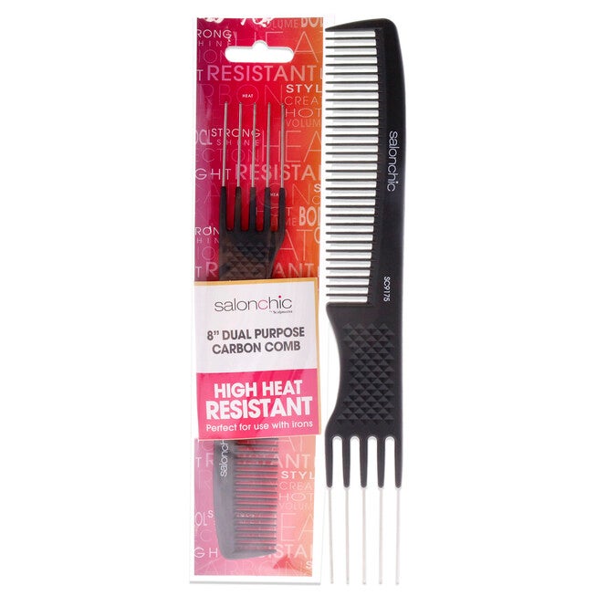 Dual Purpose Carbon Comb High Heat Resistant 8 by SalonChic for Unisex - 1 Pc Comb, NA, hi-res image number null