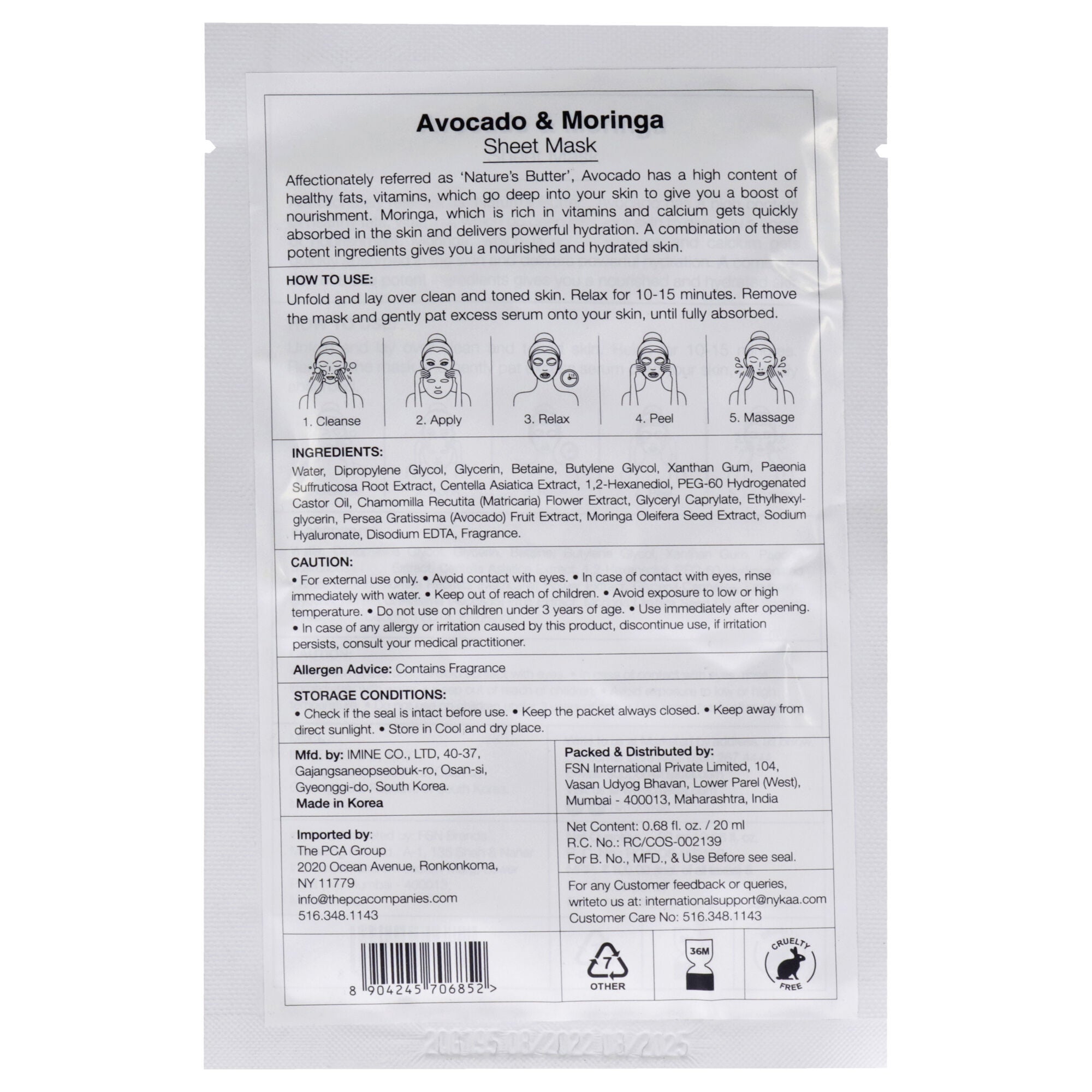 Skin Secrets Sheet Mask - Avocado and Moringa by Nykaa Naturals for Women - 1 Pc Mask, See Description, alternate image number 1