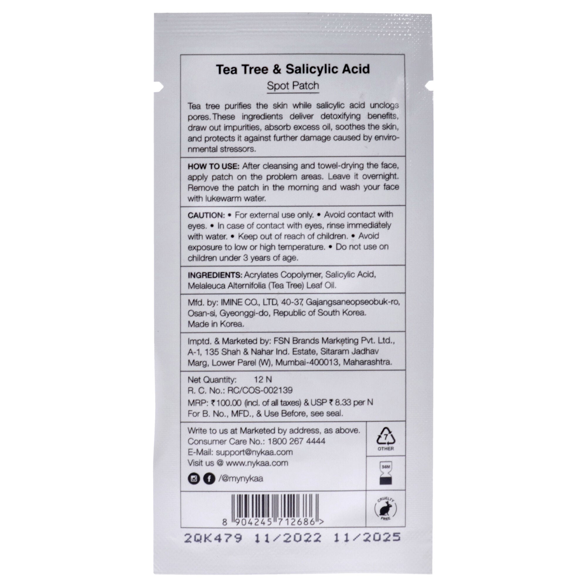 Skin Secrets Spot Patch - Tea Tree and Salicylic by Nykaa Naturals for Women - 0.67 oz Mask, See Description, alternate image number 2