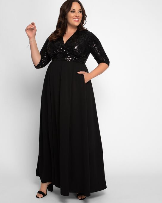 Paris Pleated Sequin Gown, , alternate image number null
