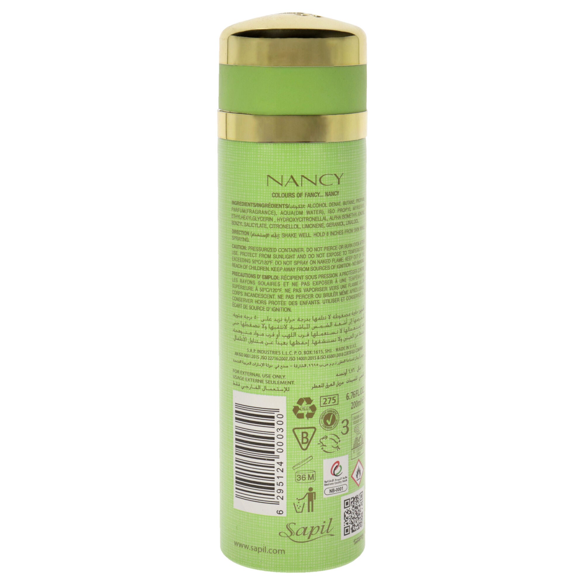Nancy Green by Sapil for Women - 6.76 oz Deodorant Spray, See Description, alternate image number 1