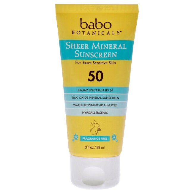 Sheer Mineral Sunscreen Lotion SPF 50 by Babo Botanicals for Unisex - 3 oz Sunscreen, NA, hi-res image number null