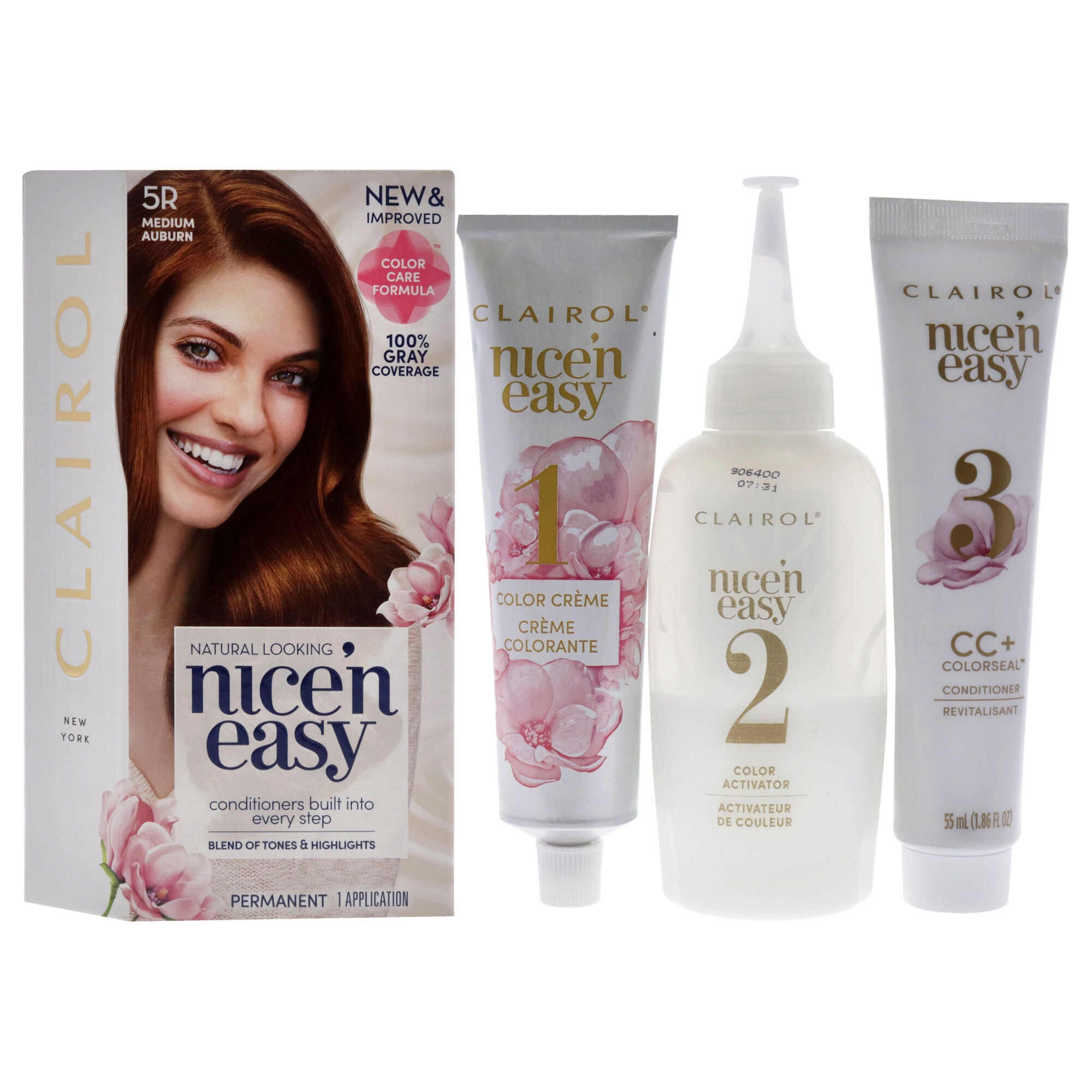 Nice n Easy Permanent Color - 5R Medium Auburn by Clairol for Women - 1 Application Hair Color, See Description, hi-res image number 0