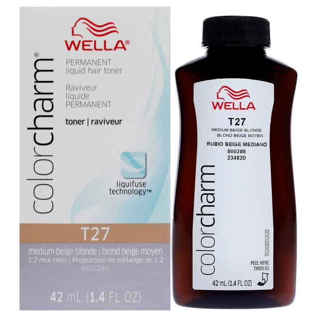 Color Charm Permanent Liquid Toner - T27 Medium Beige Blonde by Wella for Women - 1.4 oz Toner, See Description, hi-res image number null
