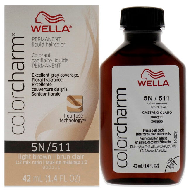 Color Charm Permanent Liquid Hair Color - 511 5N Light Brown by Wella for Unisex - 1.42 oz Hair Color, NA, hi-res image number null