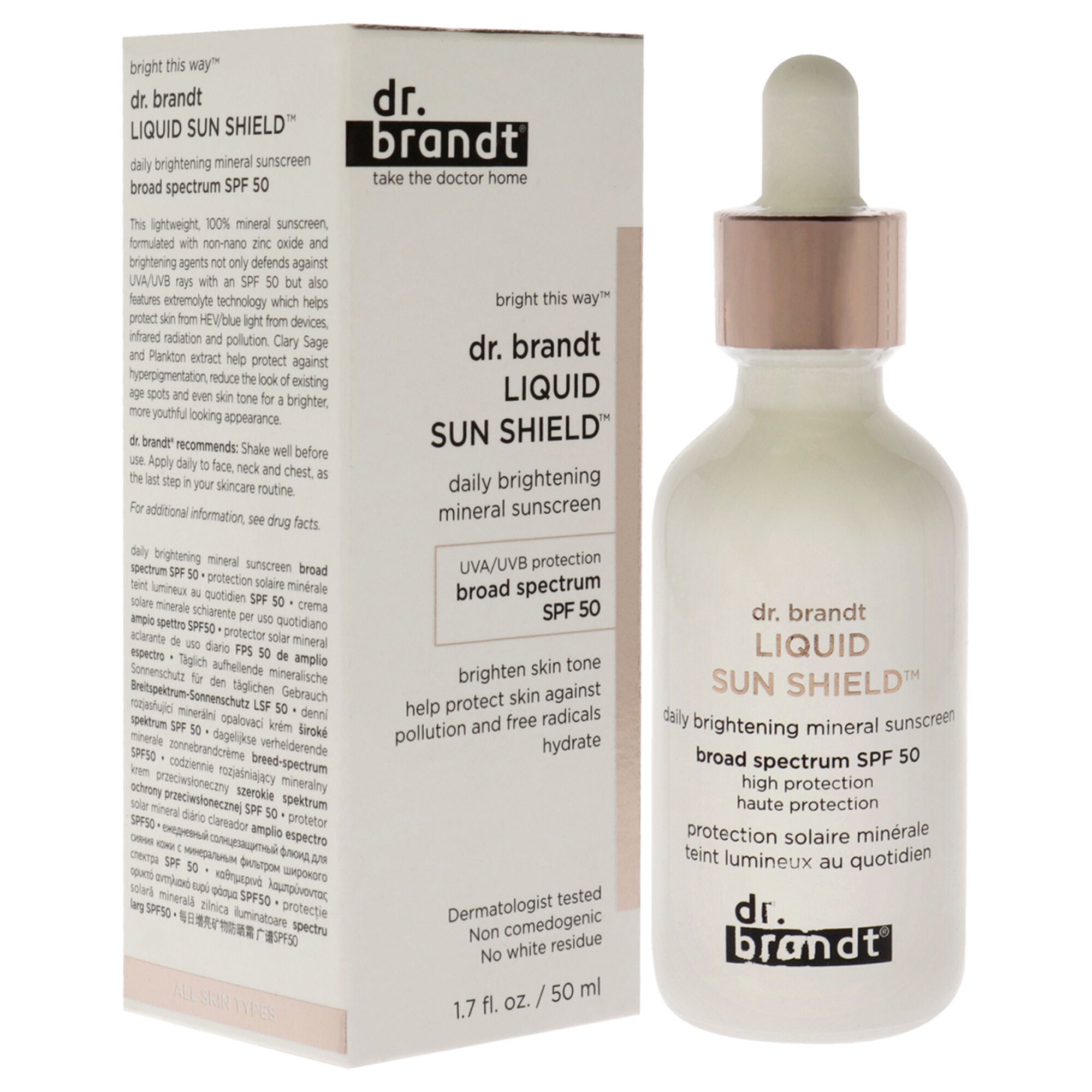 Liquid Sun Shield SPF 50 Sunscreen by Dr. Brandt for Unisex - 1.7 oz Sunscreen, NA, alternate image number 2