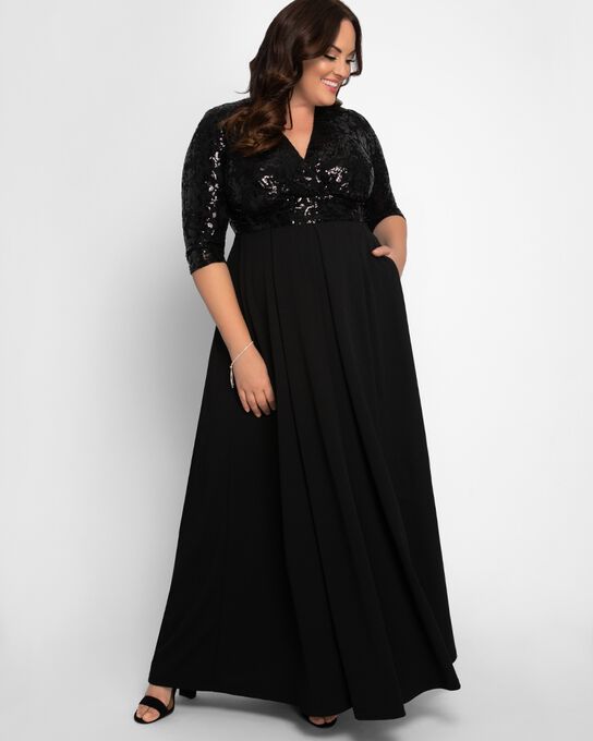 Paris Pleated Sequin Gown, , alternate image number null