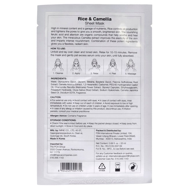 Skin Secrets Sheet Mask - Rice and Camellia by Nykaa Naturals for Women - 1 Pc Mask, , alternate image number null