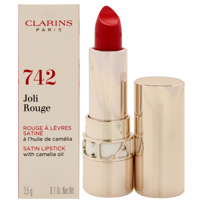 Joli Rouge Satin Lipstick - 742 Joli Rouge by Clarins for Women - 0.1 oz Lipstick, NA, hi-res image number null