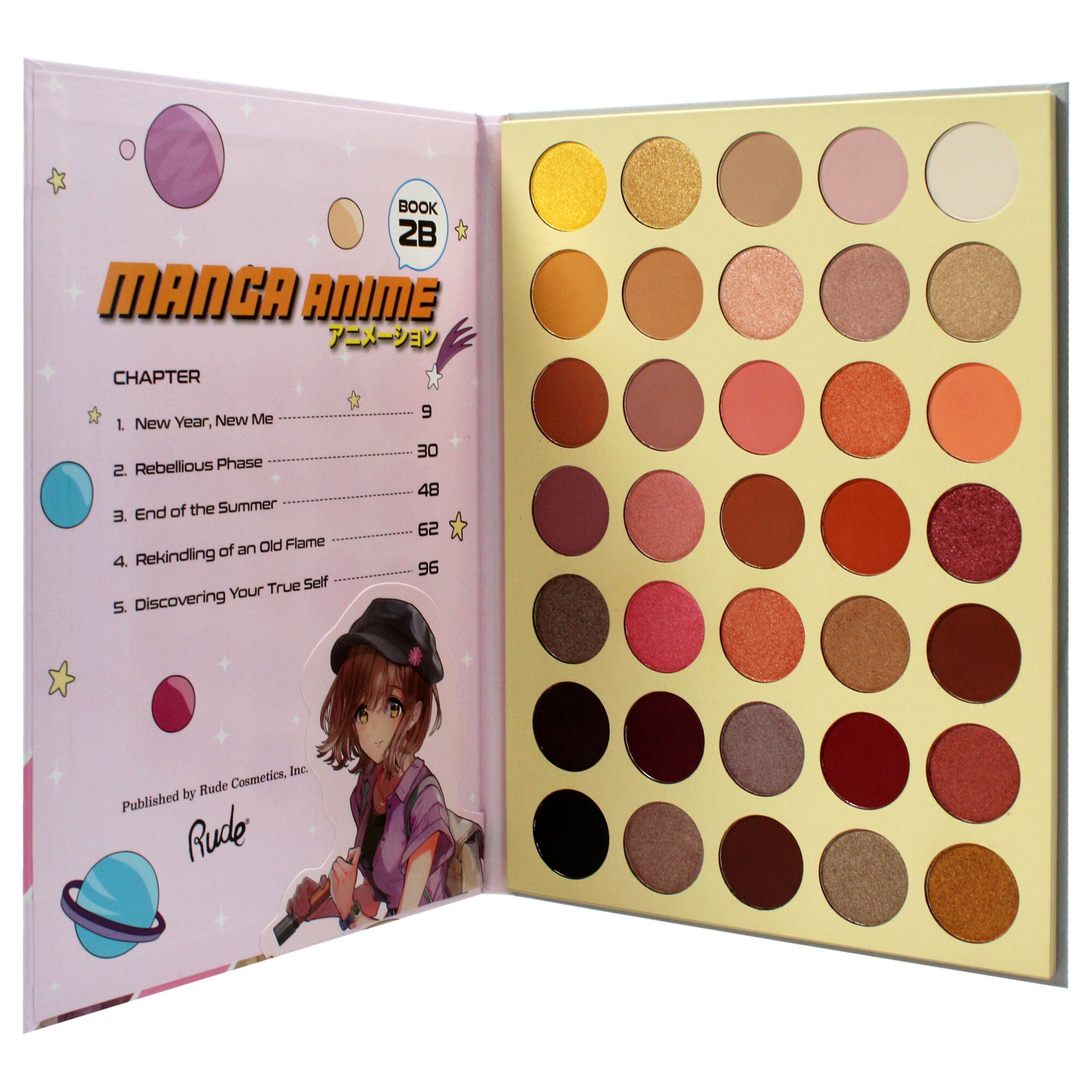Manga Anime 35 Pressed Pigment and Shadow Book 2B by Rude Cosmetics for Women - 1.34 oz Eye Shadow, See Description, alternate image number 3