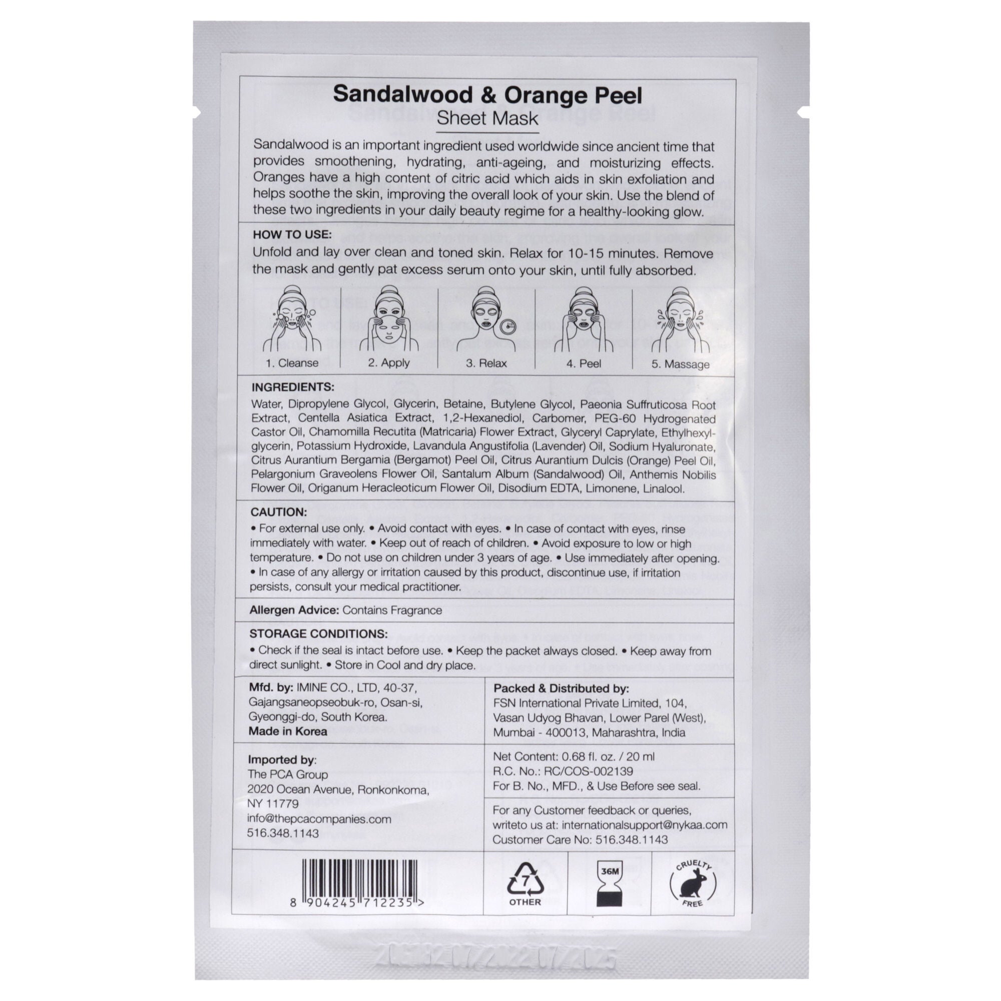 Skin Secrets Sheet Mask - Sandalwood and Orange Peel by Nykaa Naturals for Women - 1 Pc Mask, See Description, alternate image number 2