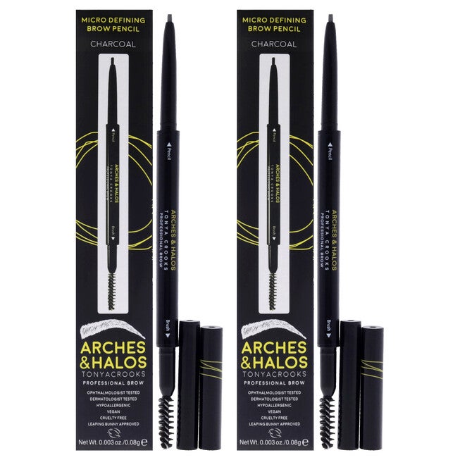 Micro Defining Brow Pencil - Charcoal by Arches and Halos for Women - 0.003 oz Eyebrow Pencil - Pack of 2, NA, hi-res image number null