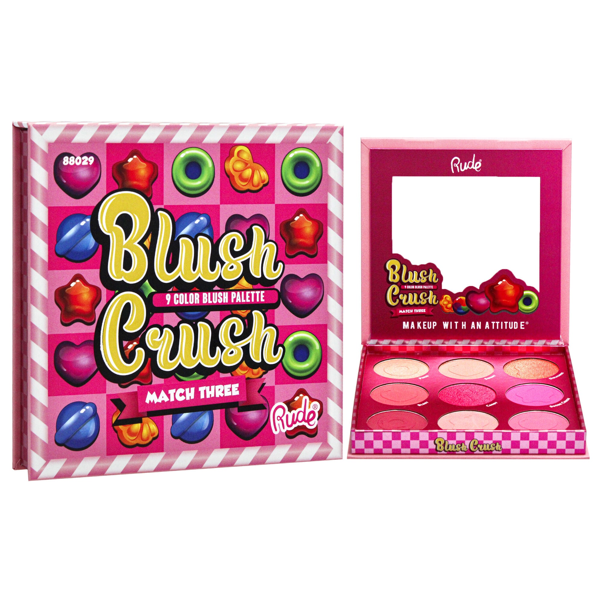 Blush Crush 9 Color Blush Palette - Match Three by Rude Cosmetics for Women - 0.67 oz Blush, See Description, alternate image number 1