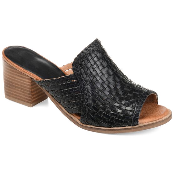 Journee SignatureWomen's Genuine Leather Keeva Slide, Black, hi-res image number null