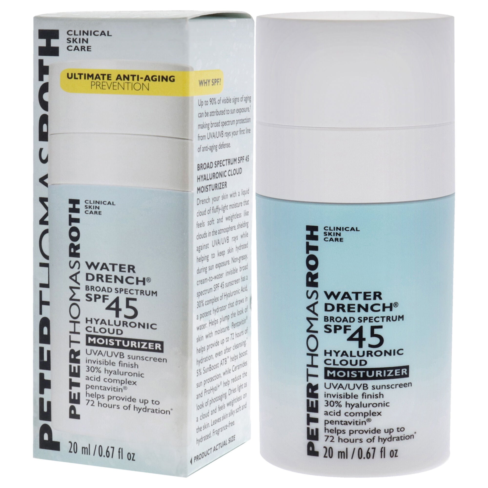 Water Drench Cloud Cream Moisturizer SPF 45 by Peter Thomas Roth for Unisex - 0.67 oz Cream, See Description, alternate image number 1