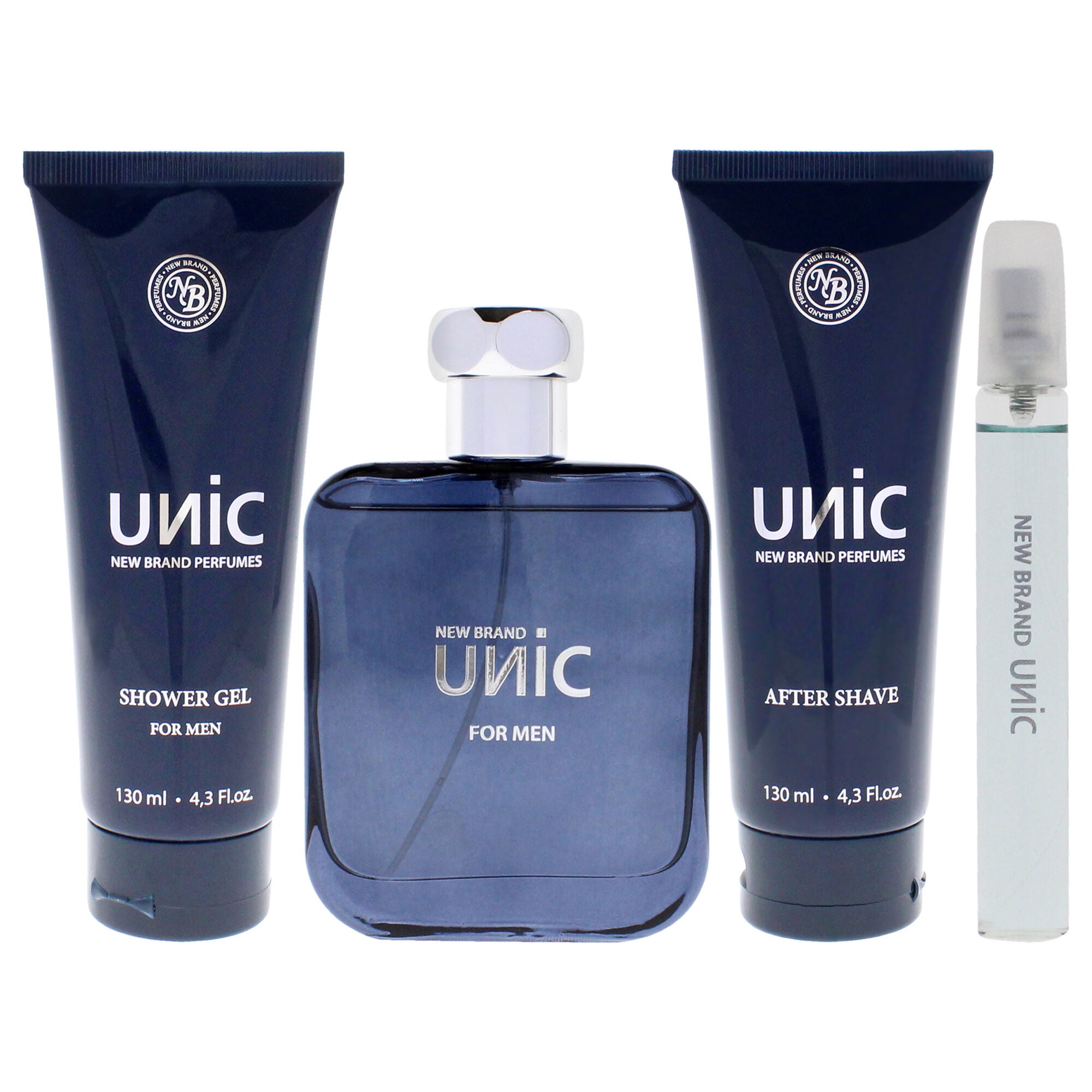 Unic by New Brand for Men - 4 Pc Gift Set 3.3oz EDT Spray, 0.5oz EDT Spray, 4.3oz Shower Gel, 4.3oz After Shave, See Description, alternate image number 4