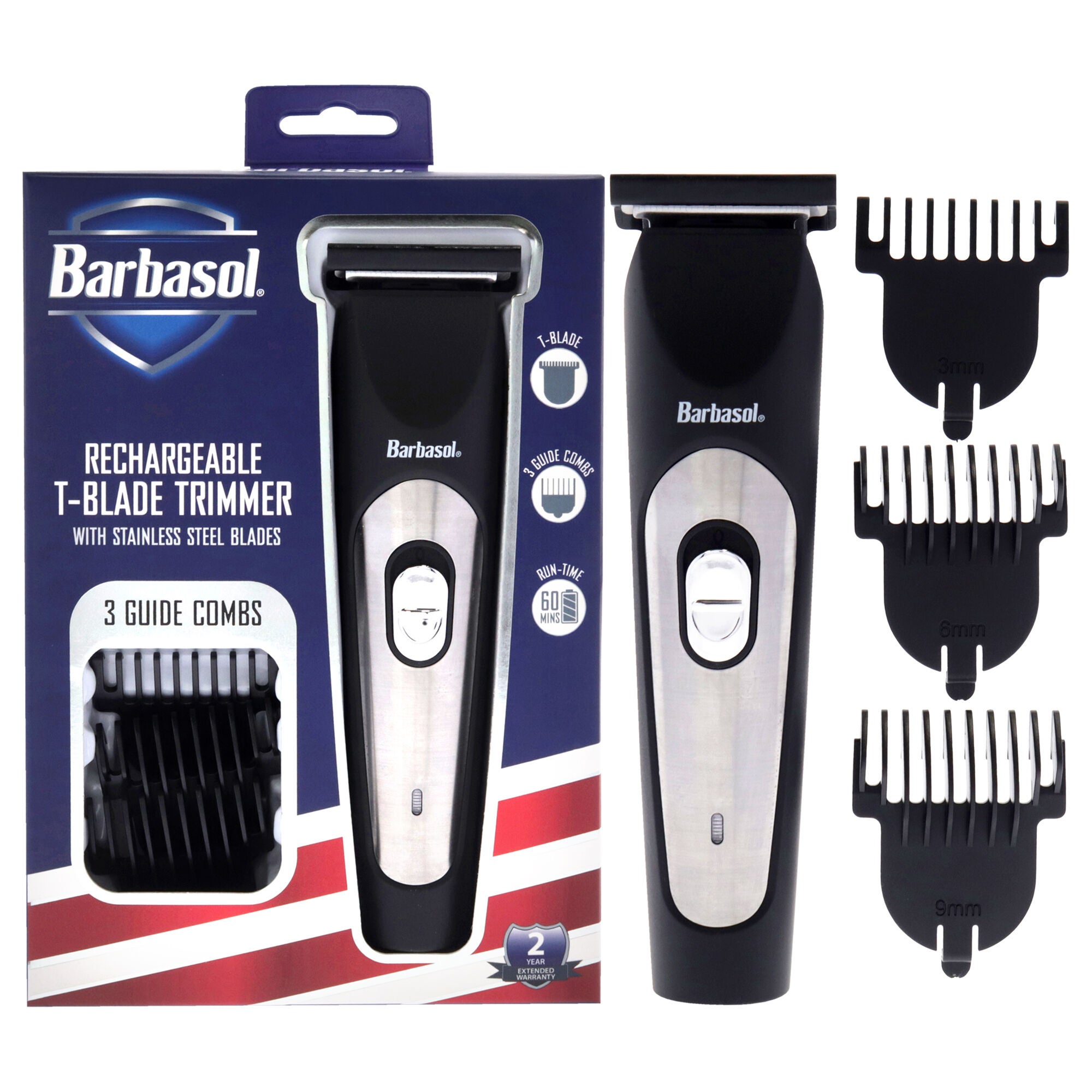 T-blade Trimmer by Barbasol for Men - 4 Pc Trimmer Tblade, 3 Guides, See Description, hi-res image number 0