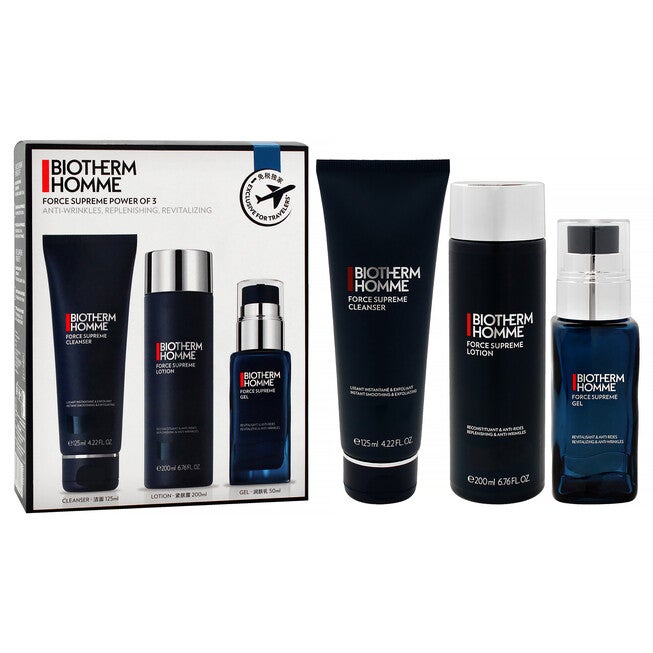 Biotherm Homme Force Supreme Power Set by Biotherm for Men - 3 Pc 4.22oz Force Supreme Cleanser, 6.76oz Force Supreme Lotion, 1.69oz Force Supreme Gel, NA, alternate image number null