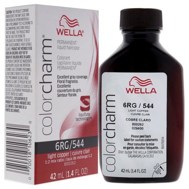 Color Charm Permanent Liquid Hair Color - 544 6RG Light Copper by Wella for Unisex - 1.42 oz Hair Color, See Description, alternate image number null